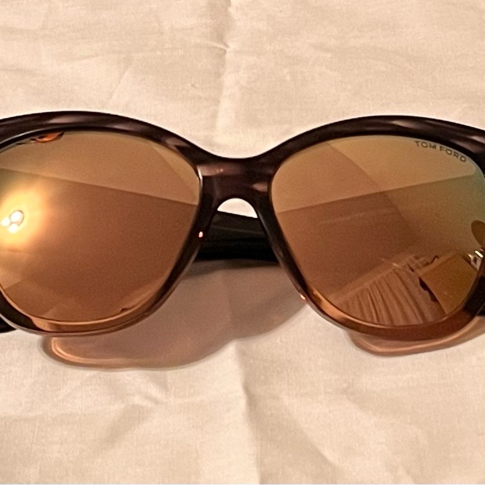Tom Ford Anoushka TF371 Melange Grey Acetate Cateye mirrored sunglasses - Picture 2 of 10